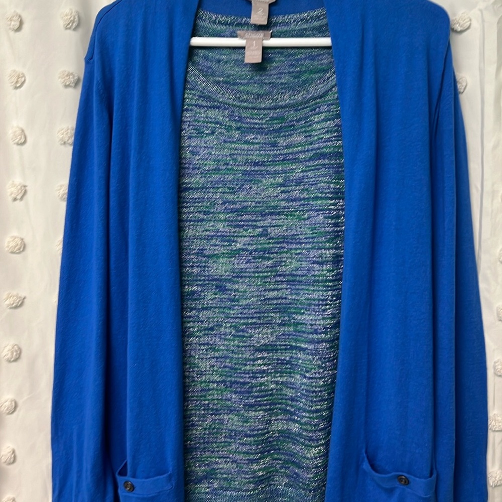 Women’s matching sweater tank (SZ 1) and cardigan,(SZ 2) , worn once.